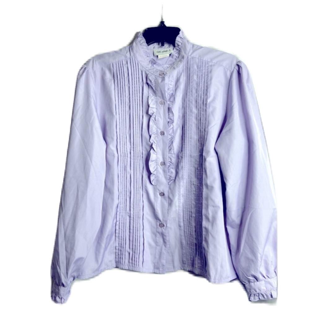 VICKI WAYNE’S PURPLE RUFFLE BLOUSE